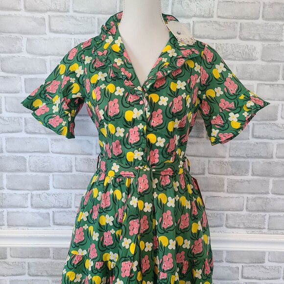 Ivy City Sutton Dress in Citrus Retro Cottage Fit Flare Rockabilly Modest NEW 0 - Picture 3 of 10